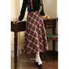 鹿向南「复古格调」红色格子高腰A字半身裙女初秋气质显瘦长裙子 商品缩略图1