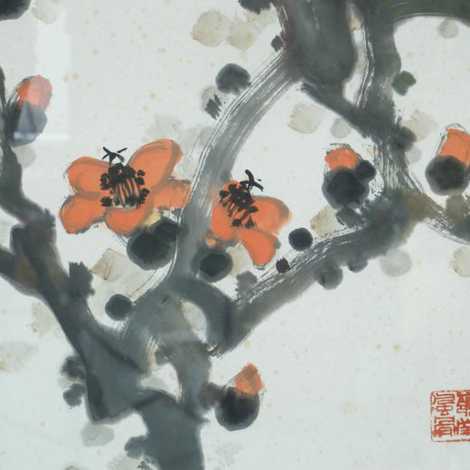 陈永锵《南天三月》国画原作68CM*68CM 手绘宣纸红棉 [含框] 商品图2