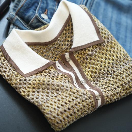 赛琳新款POLO领镂空莱赛尔天丝花纱复古衫 商品图6