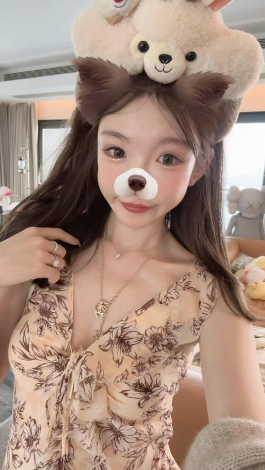 金蘑菇菇  木槿与琥珀 / 斜裁v领轻甜碎花私服连衣裙 商品图6