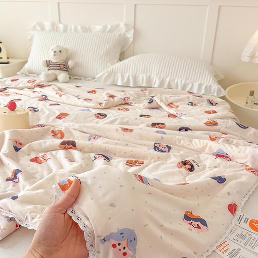 【超柔软糯】A类牛奶丝针织棉大豆夏被超柔软糯可水洗活性印花夏凉被 商品图4