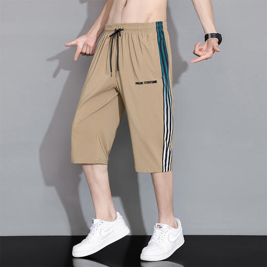 【超大码】【DH】大依优型大码七分裤冰丝美式休闲运动宽松过膝短裤潮牌男300斤 商品图7