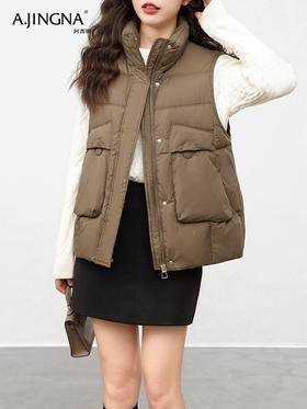 【商城同款】阿菁娜“暖空气”宽松立领羽绒马甲F30D203002