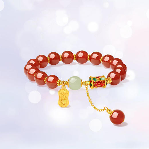 周大生红玛瑙玉髓手链女款相思豆红豆手串闺蜜送女友生日礼物 商品图0