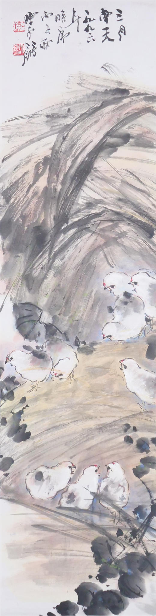 陈永锵《三月南天》国画原作138CM*34CM 手绘宣纸作品 商品图1