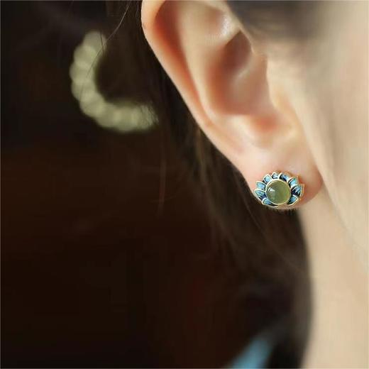 【套装优惠价】青玉葫芦项链＋声声慢耳坠＋蓝莲耳钉 商品图9