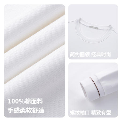 圣得西纯棉刺绣圆领T恤男款2025年秋季新款男士商务休闲长袖卫衣 商品图4