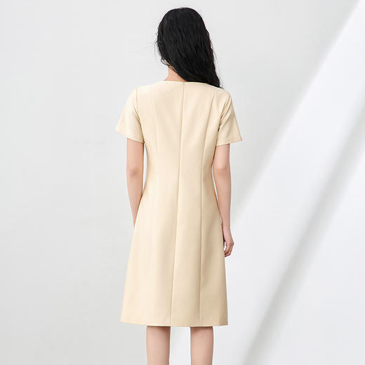 「高货wl」全新升级【铂金会员330/天猫439/差价109】(94742)洛诗琳气质精仿斜纹丝毛连衣裙2025夏季圆领简约收腰裙子 商品图2