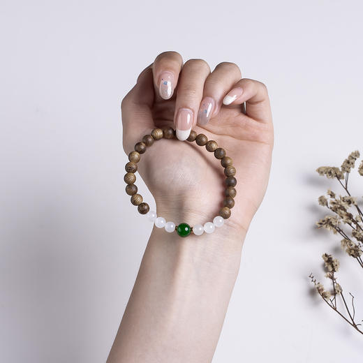 xy0471沉香+白玉碧玉国风手串 商品图7