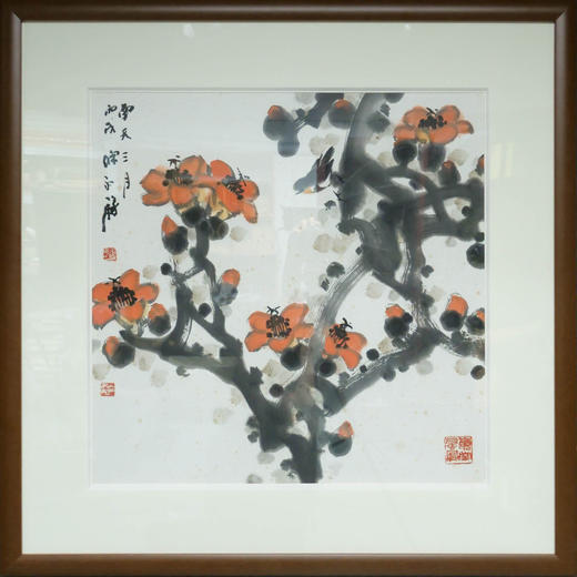 陈永锵《南天三月》国画原作68CM*68CM 手绘宣纸红棉 [含框] 商品图1