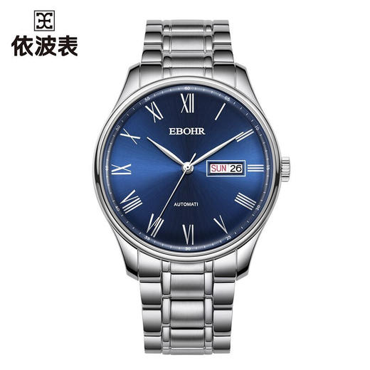依波（EBOHR）21031318全自动机械表双日历超薄钢带防水男表 商品图1