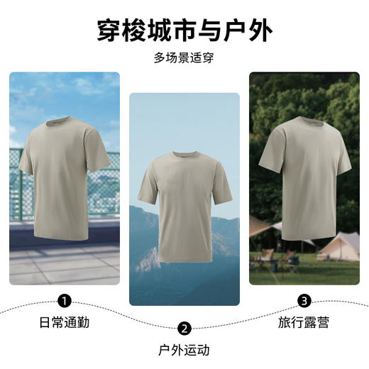 COOLMAX呼吸T恤圆领T恤短袖T恤男 吸湿排汗透气柔软抗皱 户外运动跑步登山徒步 CHF152041 商品图8