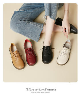 步印【舒适百搭】真皮圆头一脚蹬豆豆鞋2502