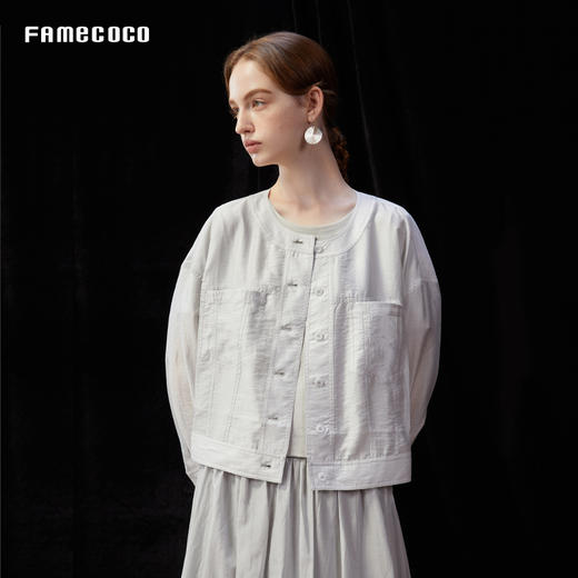 FAMECOCO范可儿新中式天丝短款宽松防晒外套FAD3AB003 商品图3