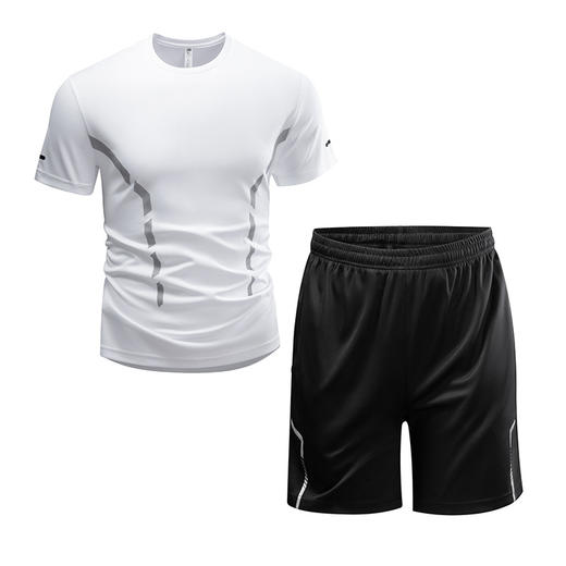 【DH】大依优型大码短袖短裤套装冰丝速干T恤男士运动套装胖子加肥加大码夏季健身男 商品图1