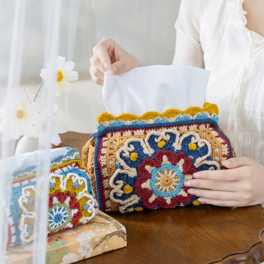 苏苏姐家锦韵团花纸巾盒手工DIY钩针家居毛线团自制材料包 商品图2