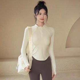 跃牌【轻匀系列】瑜伽服长袖女立领半拉链修身运动上衣t恤薄款透气健身服CX639