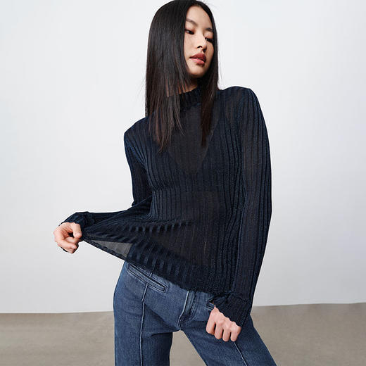 simplepieces冬季新品SPS毛织女高领长袖针织衫 商品图1