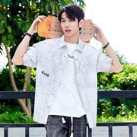 【断码清仓】HX 夏季翻领短袖阔版衬衫C103520005101