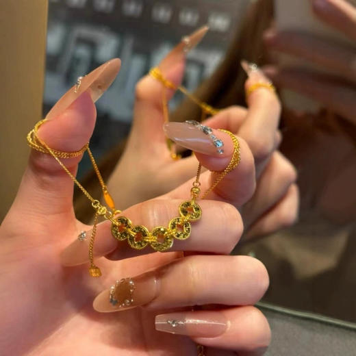 六鑫珠宝  碎碎冰五帝钱套装 s925银镀金 商品图3