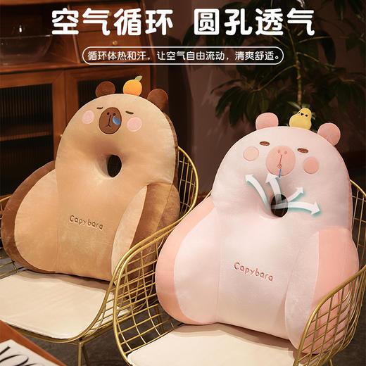 自然醒超柔水晶绒中孔加高卡皮巴拉腰枕办公室腰靠靠垫电脑椅子靠背护腰垫久坐不累QYL 商品图2
