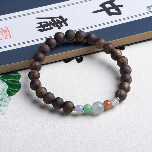 xy0472沉香+翡翠养身手串 商品图4