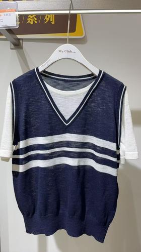MyCulb蓝白假两件拼接针织衫