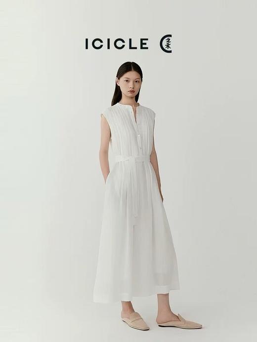 之禾法式重工苎麻平纹中长款连衣裙显瘦连衣裙 商品图7