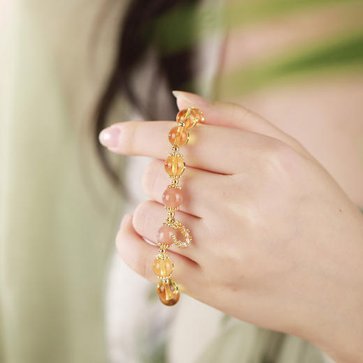 金六福吉祥富贵双全黄水晶月亮手链SLJS71328★ 商品图4