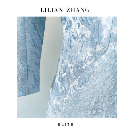 E“定制”——静奢风——风尚之选———  “蓝影逸姿”花苞领A摆裙 2501030 商品图2