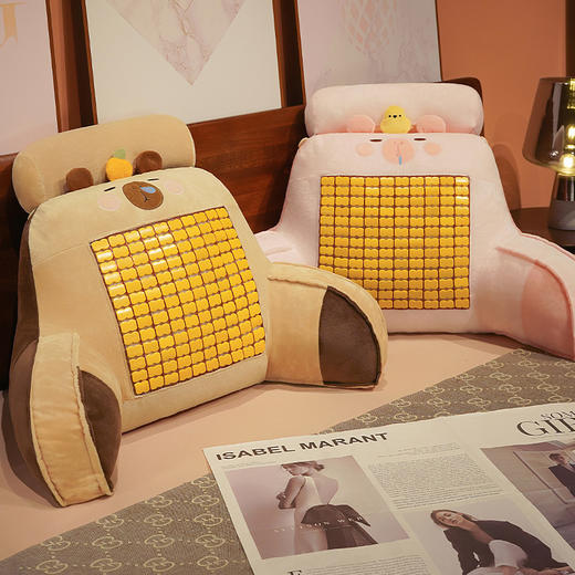 自然醒卡皮巴拉加高竹席拥抱式腰靠夏季凉席大靠背宿舍床上玩手机床靠枕头抱枕QYL 商品图10