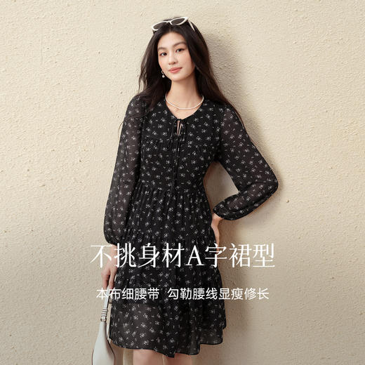 【严选】诗凡黎假日风碎花收腰雪纺连衣裙25秋新款法式浪漫显瘦系带蓬蓬裙7G7490791 商品图2