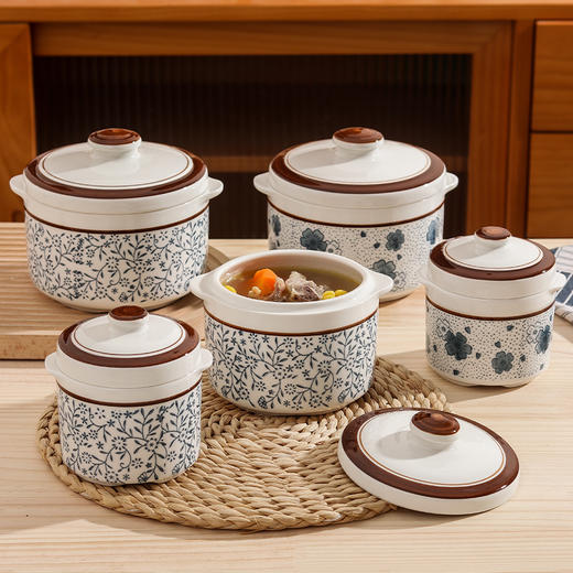 【釉下彩双耳隔水炖盅】陶瓷釉下彩手绘炖盅！！！从此刻爱上喝汤❗这小炖盅-20℃到300℃都能hold住环保无毒易清洗无铅无镉！-PJBC 商品图1