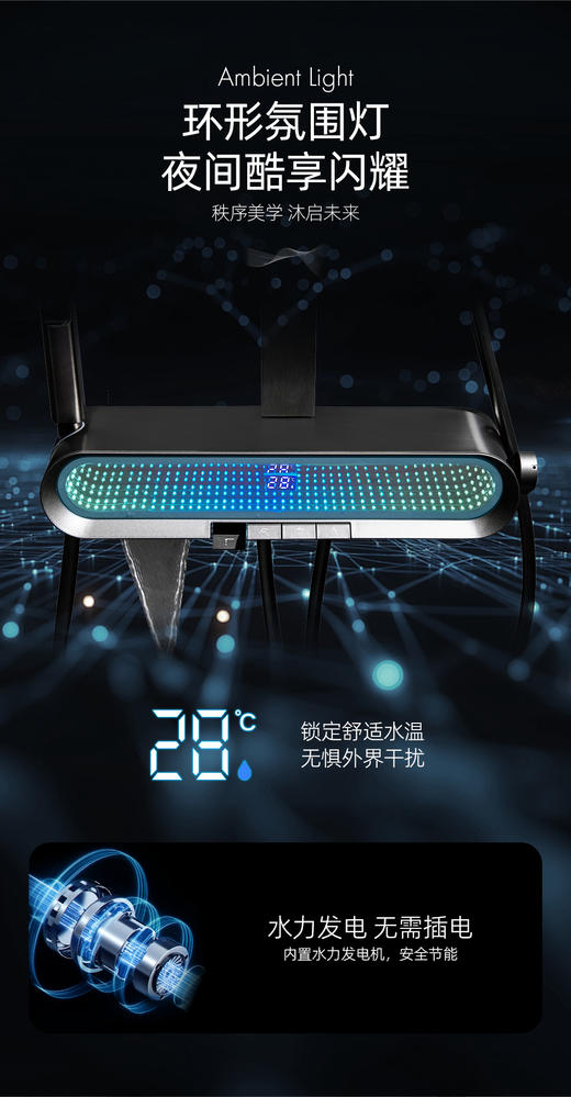 5948天空之境数显四档花洒-枪灰 商品图7