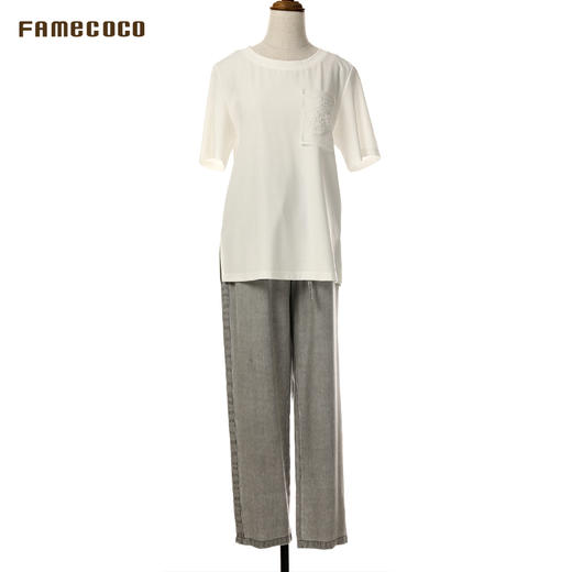 Famecoco范可儿轻薄垂感天丝直筒裤宽松休闲长裤25夏新FAD3GA031 商品图4