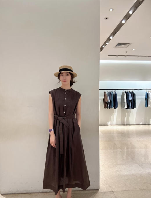 之禾法式重工苎麻平纹中长款连衣裙显瘦连衣裙 商品图3