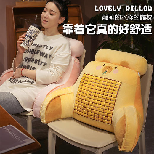 自然醒卡皮巴拉加高竹席拥抱式腰靠夏季凉席大靠背宿舍床上玩手机床靠枕头抱枕QYL 商品图5