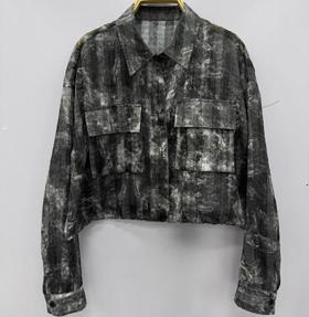 N暗条纹双口袋长袖衬衫（灰） 夏季 152090020321