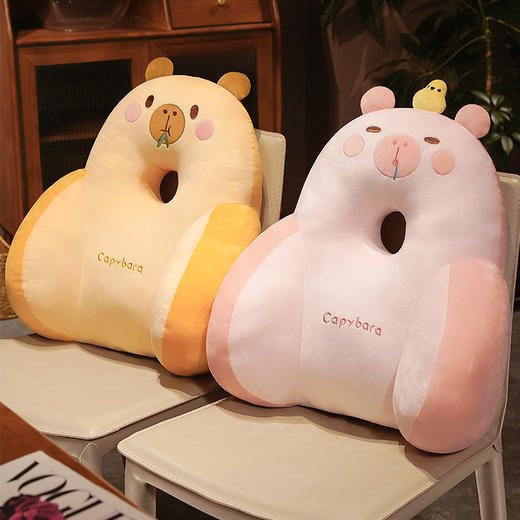 自然醒超柔水晶绒中孔加高卡皮巴拉腰枕办公室腰靠靠垫电脑椅子靠背护腰垫久坐不累QYL 商品图8