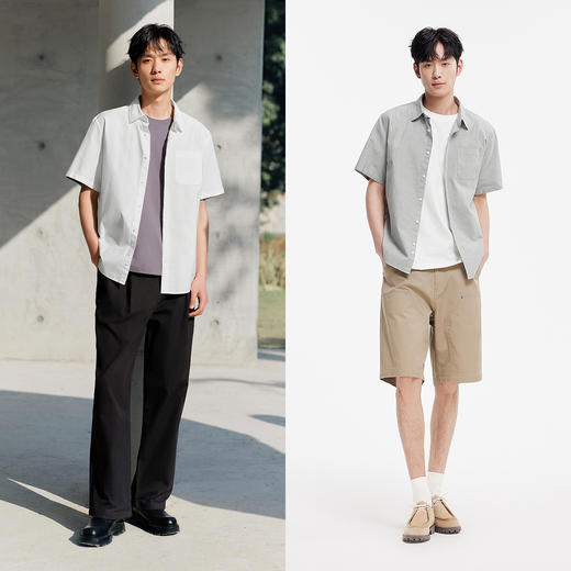 [商场同款]森马短袖衬衫男纯棉衬衣内搭纯色百搭2025夏季新款上衣 商品图3