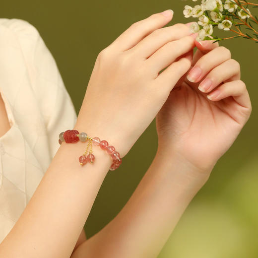 金六福吉祥草莓晶貔貅流苏手串SLJS21161★ 商品图6