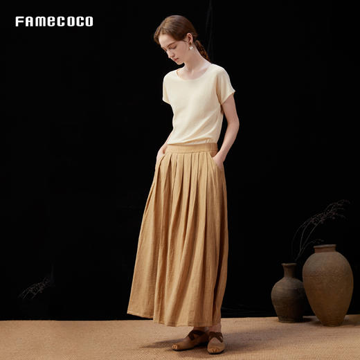 Famecoco范可儿炒色轻盈防紫外线大摆裙半身裙25夏新FAD3HA001 商品图4