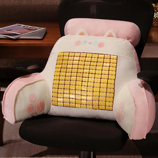 自然醒抱抱猫加高竹席拥抱式腰靠夏季凉席床头靠垫软包护腰靠枕大靠背抱枕QYL 商品图9