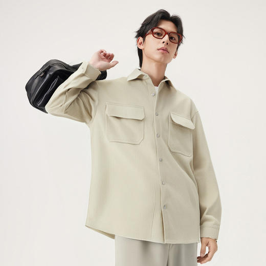 gxg.jeans男装 肌理感工装风宽松休闲翻领长袖衬衫外套 25秋 商品图2
