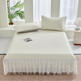 多喜爱 凉豆豆床裙三件套 丽斯(白/灰) 【凉感值0.28超国标86%】 【A类面料】【有效抗菌】【38cm床裙】【可水洗机洗】【柔软可折叠】按摩颗粒加厚三明治结构