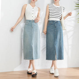 「高货rg」全新升级【铂金会员183/天猫239/差价56】(10624)洛诗琳前开叉A版半身裙2025年夏季新款百搭显瘦牛仔裙女