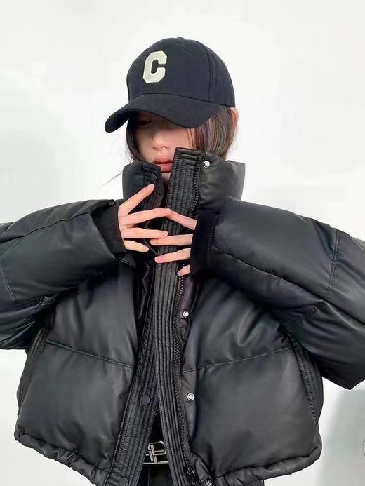 【YW】无忧购免洗pu皮羽绒棉服女短款冬季立领面包服小个子肯豆外套6816（截单后3-5天发货） 商品图4