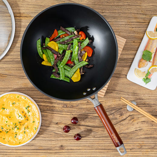 德铂优质精铁不锈炒锅 平底窒氮炒菜锅不粘锅无涂层炒锅 商品图1