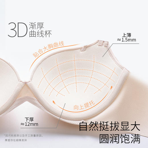 [光面无痕贝壳杯]大胸显大漫画胸大码聚拢性感文胸胸罩 商品图1