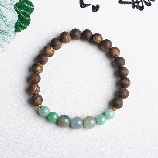 xy0467沉香+翡翠单圈手串 商品图0